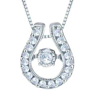 New Fabulous Sterling Silver Diamond Horseshoe Necklace